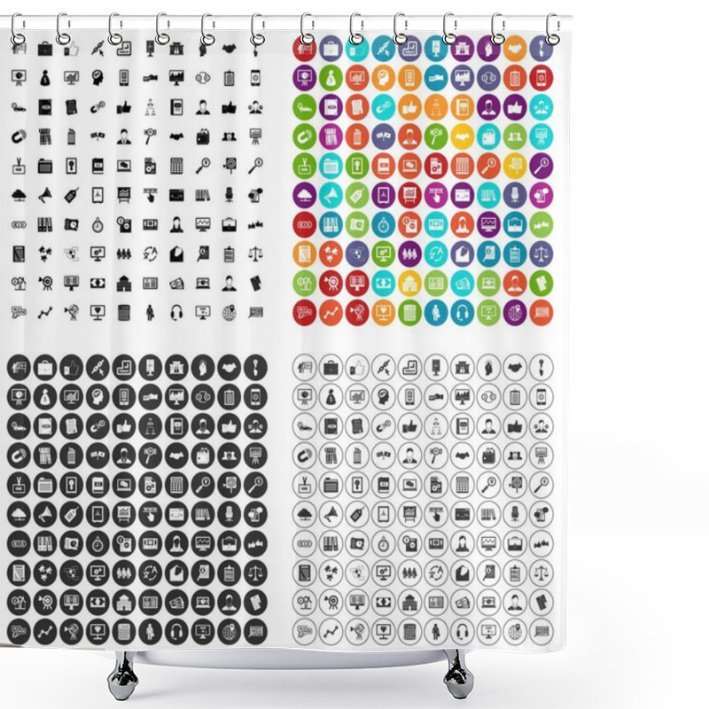 Personality  100 Business Training Icons Set Vector Variant Shower Curtains