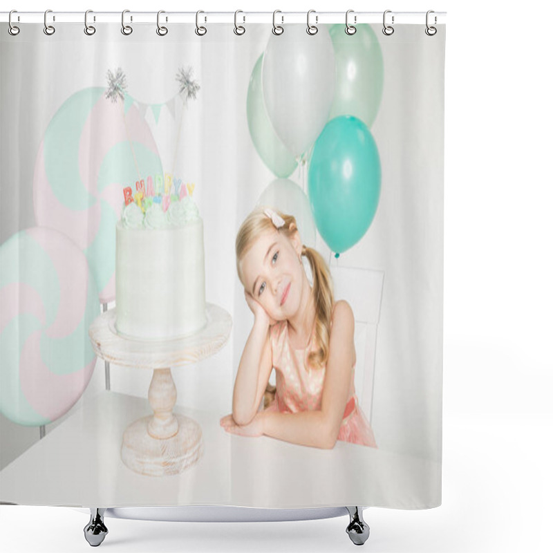 Personality  Girl With Birthday Cake Shower Curtains