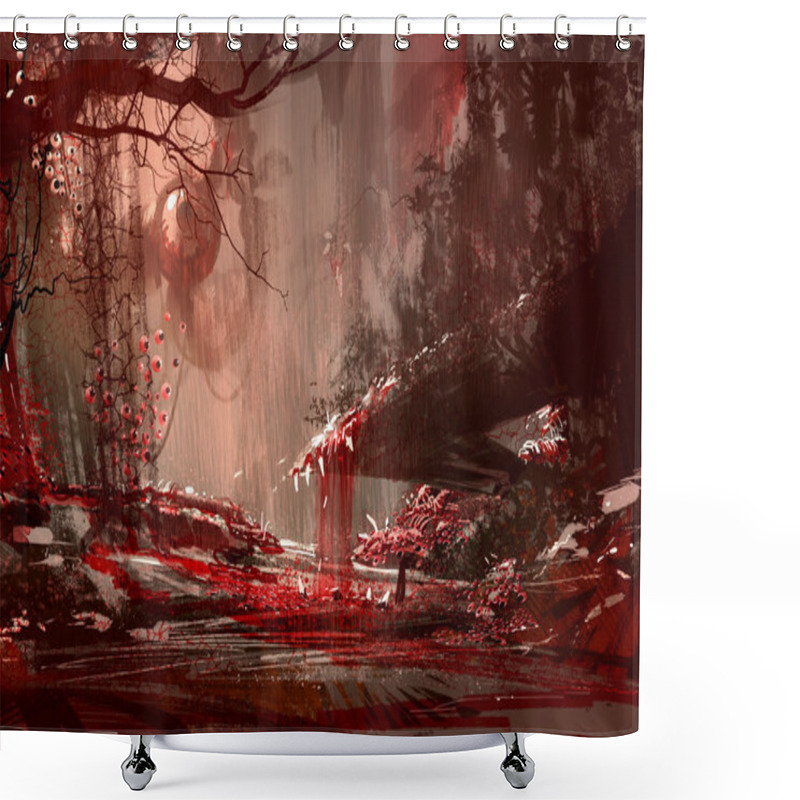 Personality  Bloodyland,horror Landscape,illustration Shower Curtains