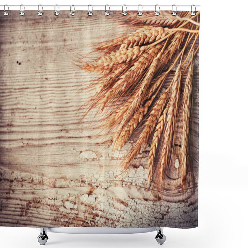 Personality  Spikelets Of Wheat On Old Wooden Table Shower Curtains