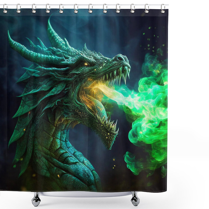 Personality  Fantasy Alien With A Dragon Shower Curtains