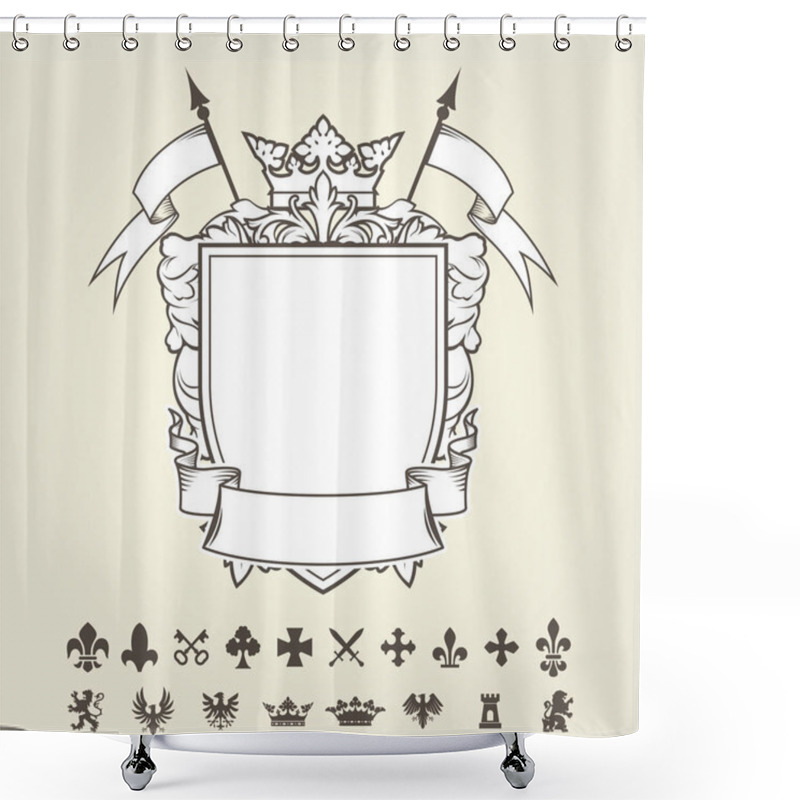 Personality  Blank Template Of Coat Of Arms With Shield And Set Of Heraldic S Shower Curtains