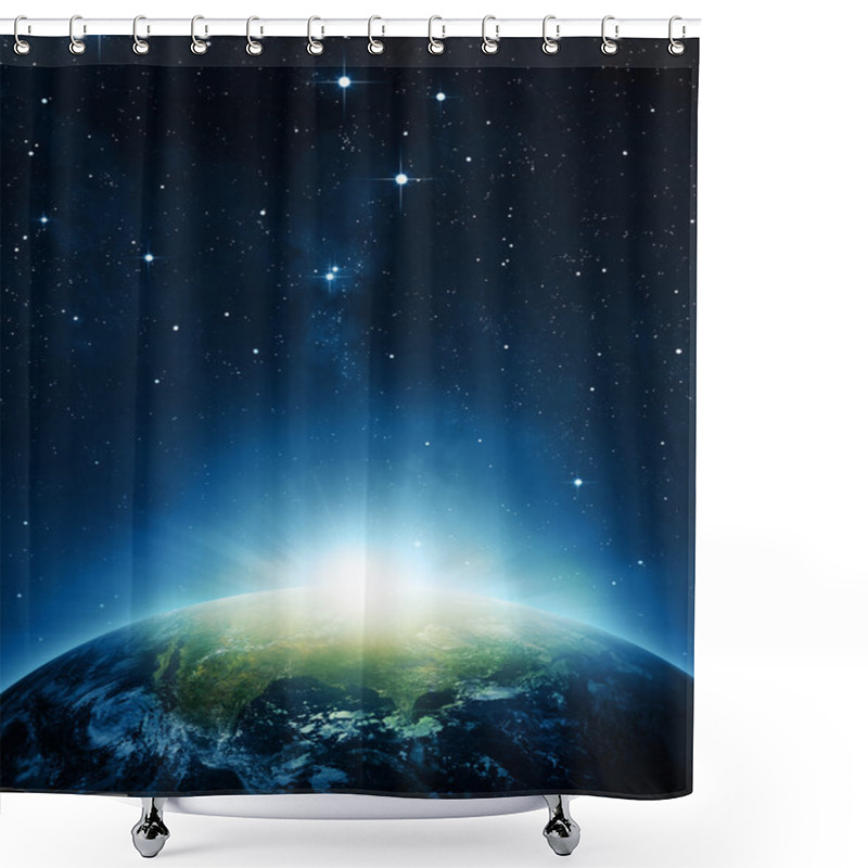 Personality  The Earth With Sunrise Shower Curtains