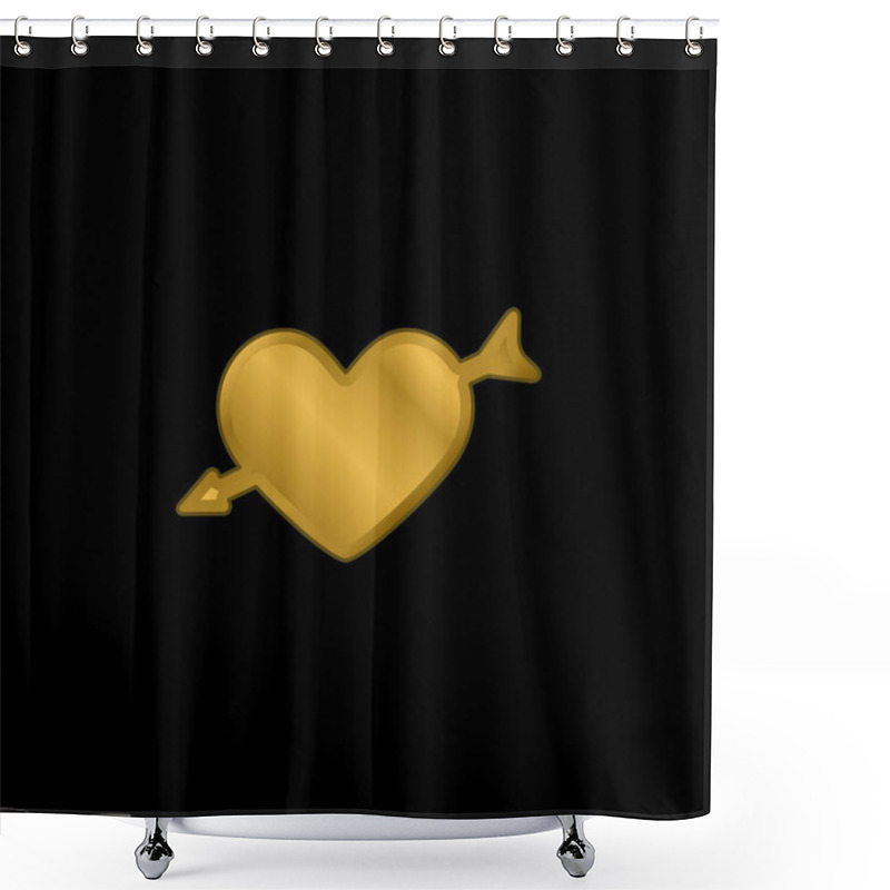 Personality  Arrow And Heart Gold Plated Metalic Icon Or Logo Vector Shower Curtains