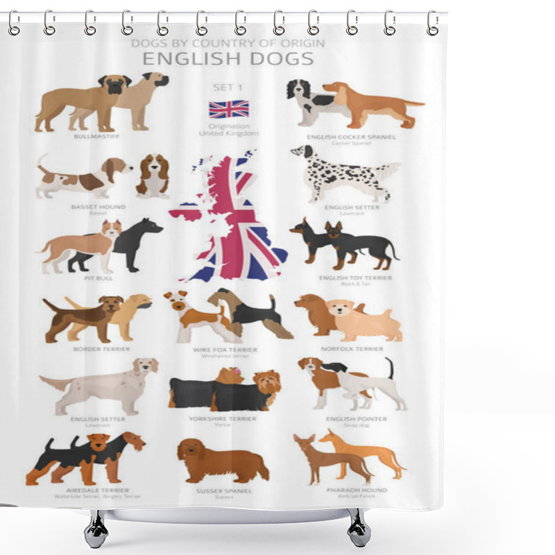 Personality  Dogs By Country Of Origin. English Dog Breeds. Shepherds, Huntin Shower Curtains