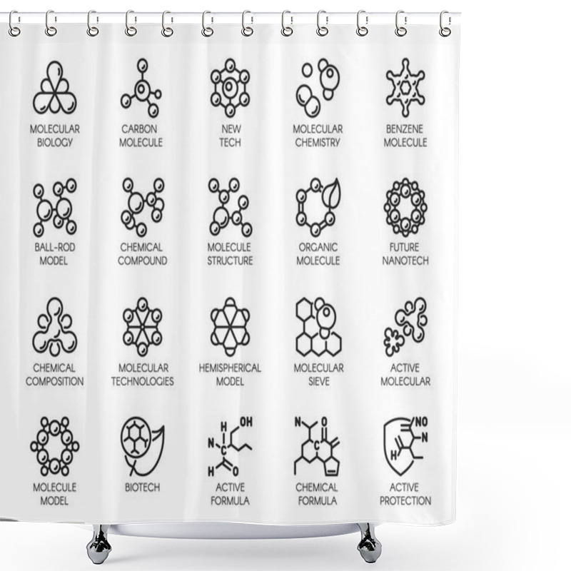 Personality  Editable Stroke. 48x48 Pixel Perfect 20 Icons In Outline Style For Scientific, Chemistry, Physical, Medical, Educational Projects. Vector Abstract Line Logo Shower Curtains