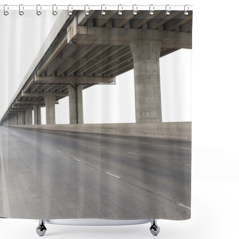 Personality  Concrete Structure Of Cement Bridge Isolated White Background Us Shower Curtains