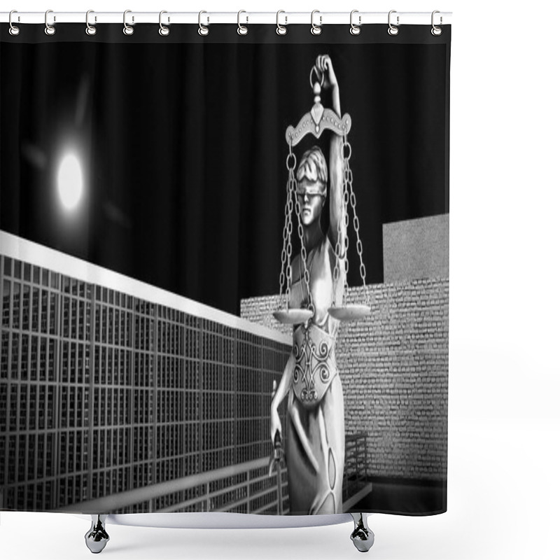 Personality  Visual Illustration On Daily Life In Prison 3d Rendering Shower Curtains