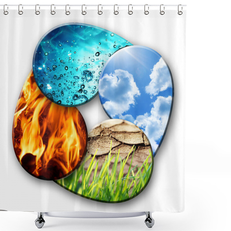 Personality  Four Elements Of Nature Shower Curtains