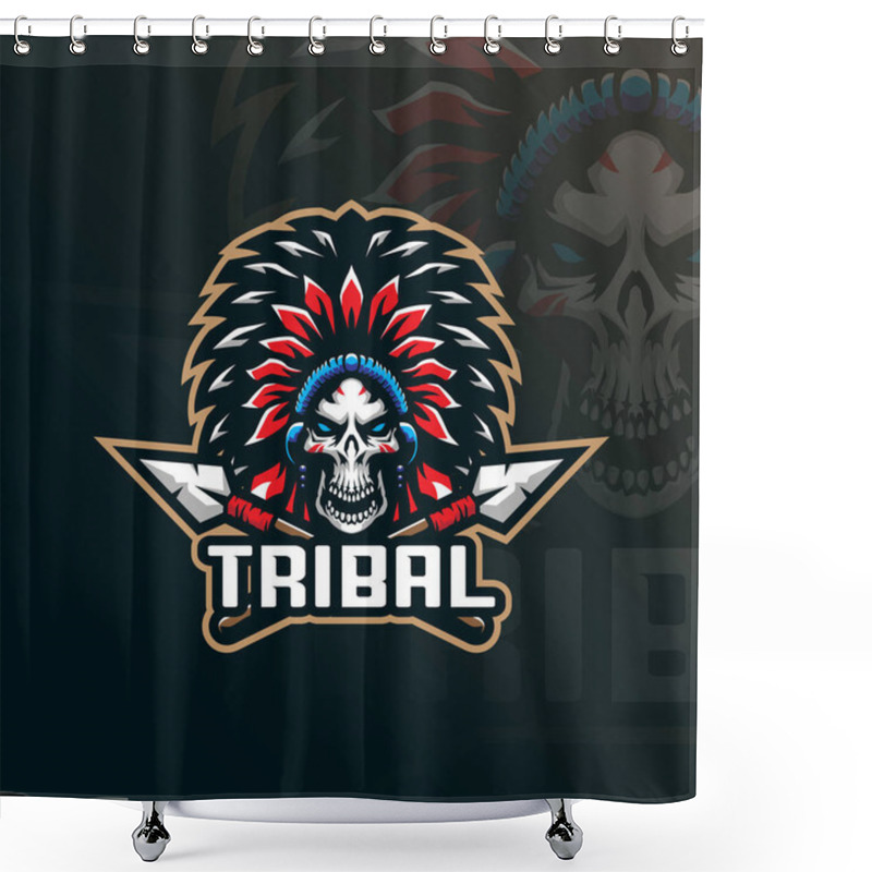 Personality  Tribe Mascot Logo Design Vector With Modern Illustration Concept Style For Badge, Emblem And T Shirt Printing. Head Tribe Illustration For Sport Team. Shower Curtains