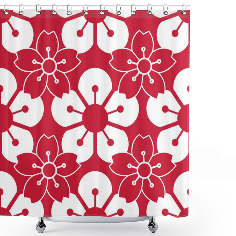 Personality  Seamless Pattern With Cherry Blossoms Shower Curtains