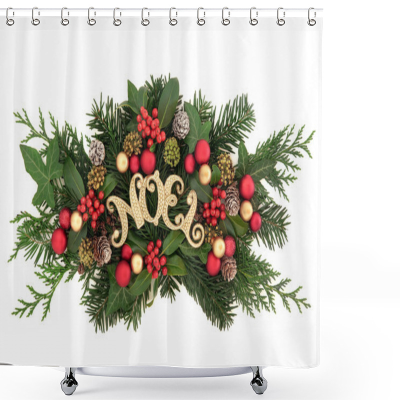 Personality  Decoration With Gold Noel Sign Shower Curtains