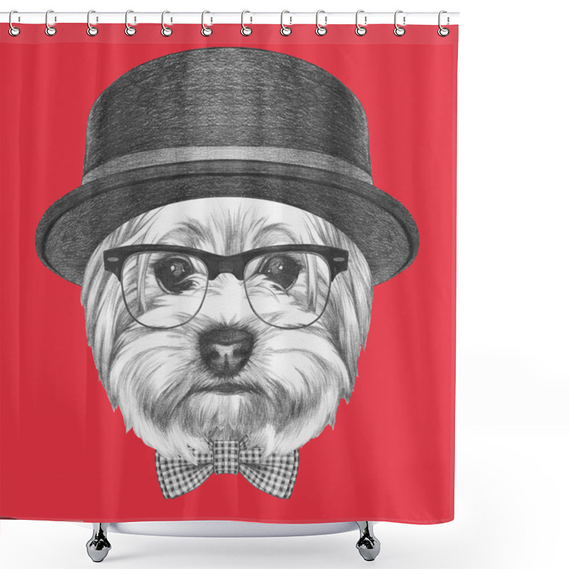 Personality  Yorkshire Terrier With Sunglasses,hat And Bow Tie Shower Curtains