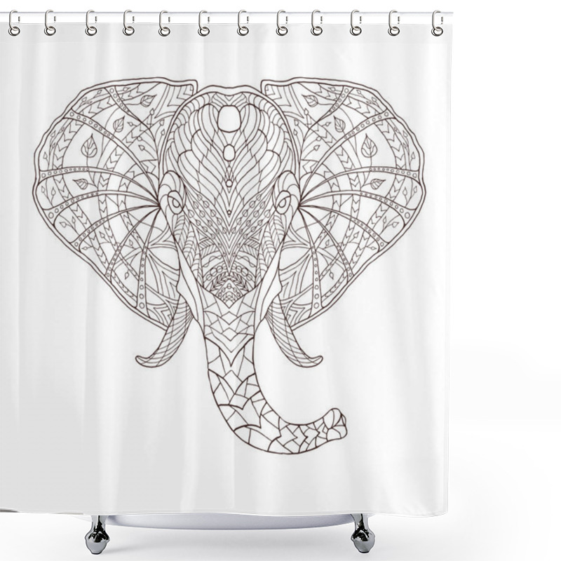 Personality  Elephant. Ethnic Patterned Vector Illustration. African, Indian, Totem, Tribal, Zentangle Design Shower Curtains