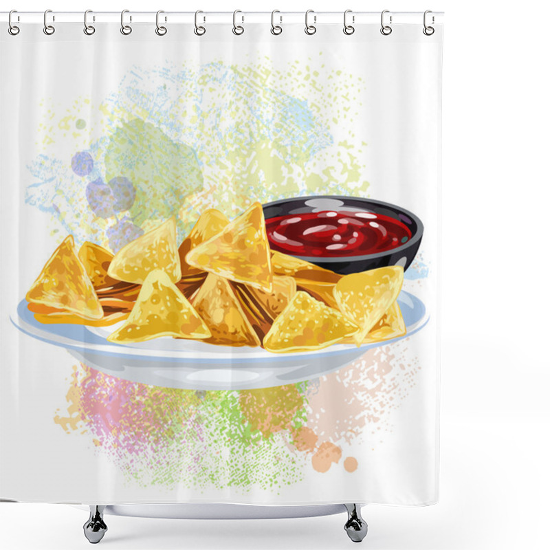 Personality  Nachos On Paint Blots Shower Curtains