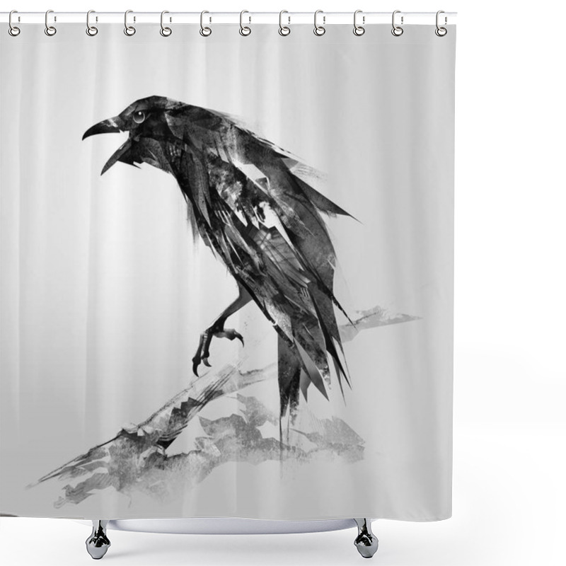 Personality  The Painted Bird Is A Raven Sitting On A Branch Shower Curtains