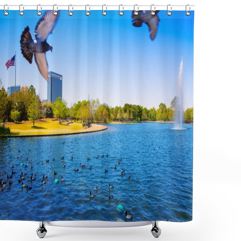 Personality  Houston Mc Govern Lake With Spring Water Shower Curtains