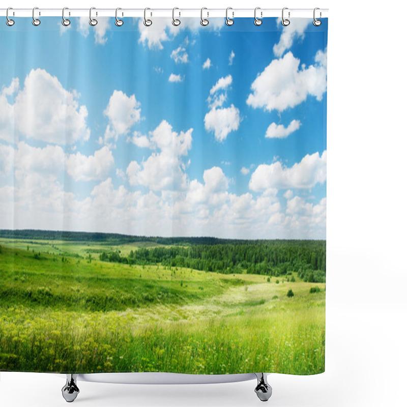 Personality  Summer Sunny Day And Field Of Flowers Shower Curtains