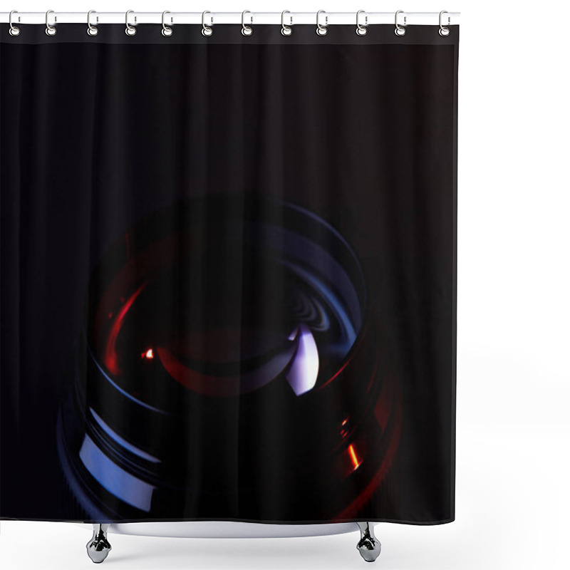 Personality  Reflecting Optical Lens On Dark Surface Shower Curtains