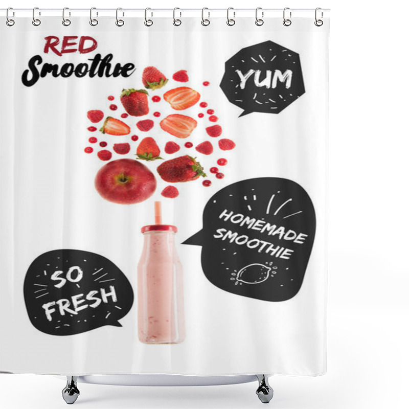 Personality  Red Healthy Berries Smoothie In Glass Bottle Isolated On White, With 