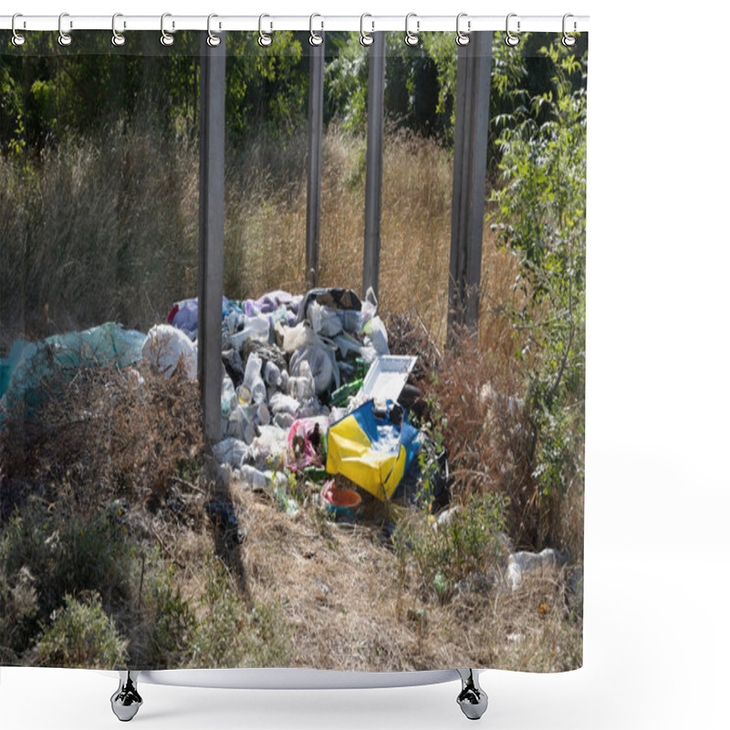 Personality  Household Garbage Pile Illegal Dumping Forest Pollution Environmental Problem Litter Waste Debris Nature Contamination Ecological Trash Heap Urban Waste Landfill Damage Eco Awareness Recycling Issue Shower Curtains