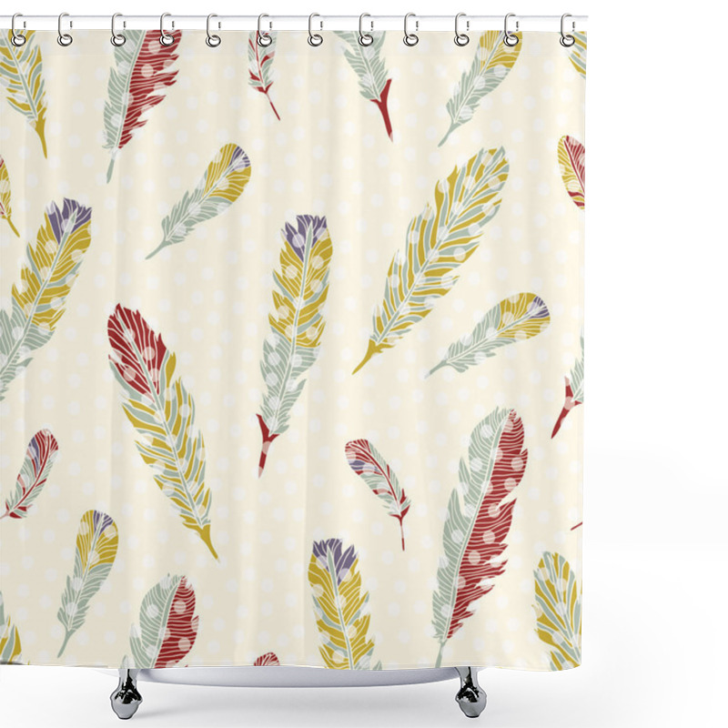 Personality  Gentle Vector Pattern With Feathers Shower Curtains