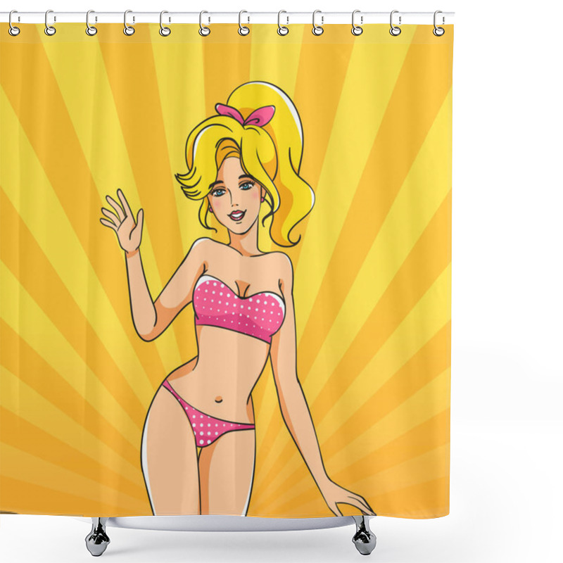 Personality  Pop Art Girl. Shower Curtains