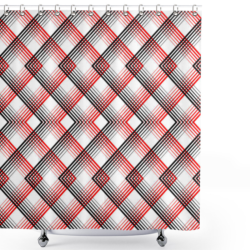 Personality  Vector Black And White Woven Background. British Plaid Ornament Shower Curtains