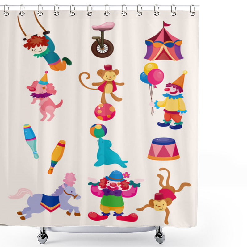 Personality  Cartoon Happy Circus Show Icons Collection Shower Curtains