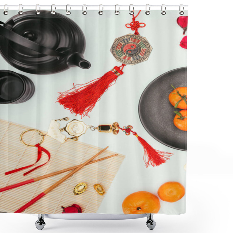 Personality  Top View Of Traditional Chinese New Year Composition Shower Curtains