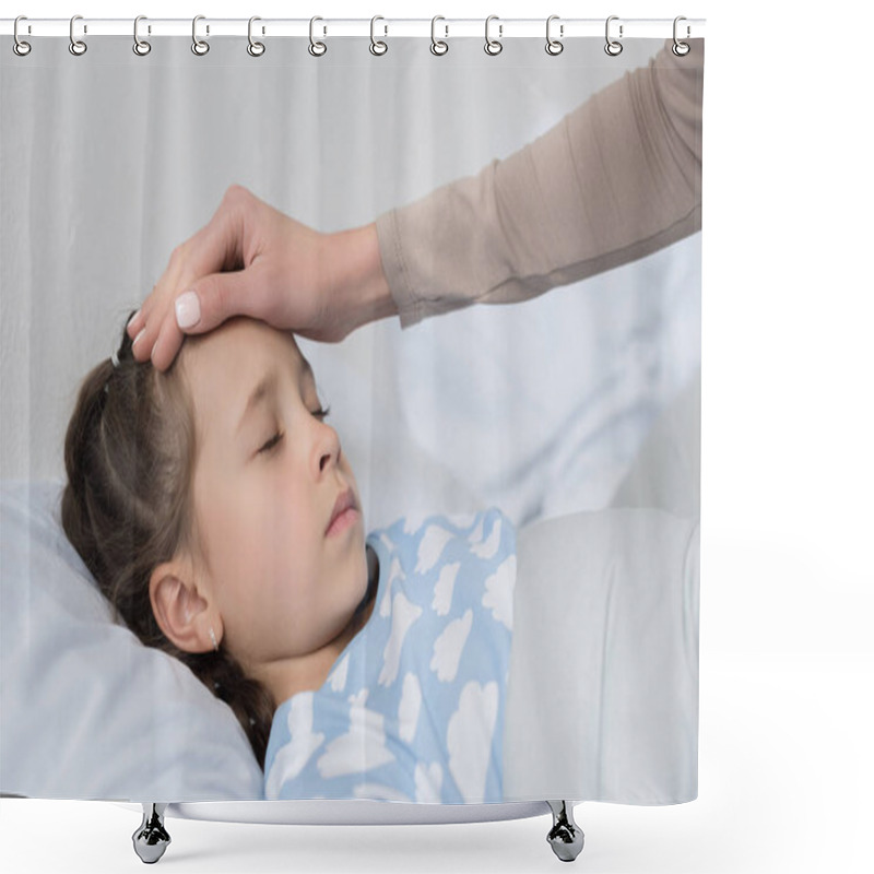 Personality  Mother Touching Daughters Forehead Shower Curtains