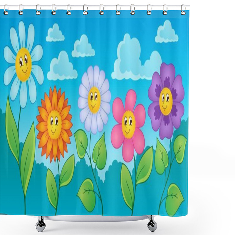 Personality  Cartoon Flowers Theme 1 Shower Curtains