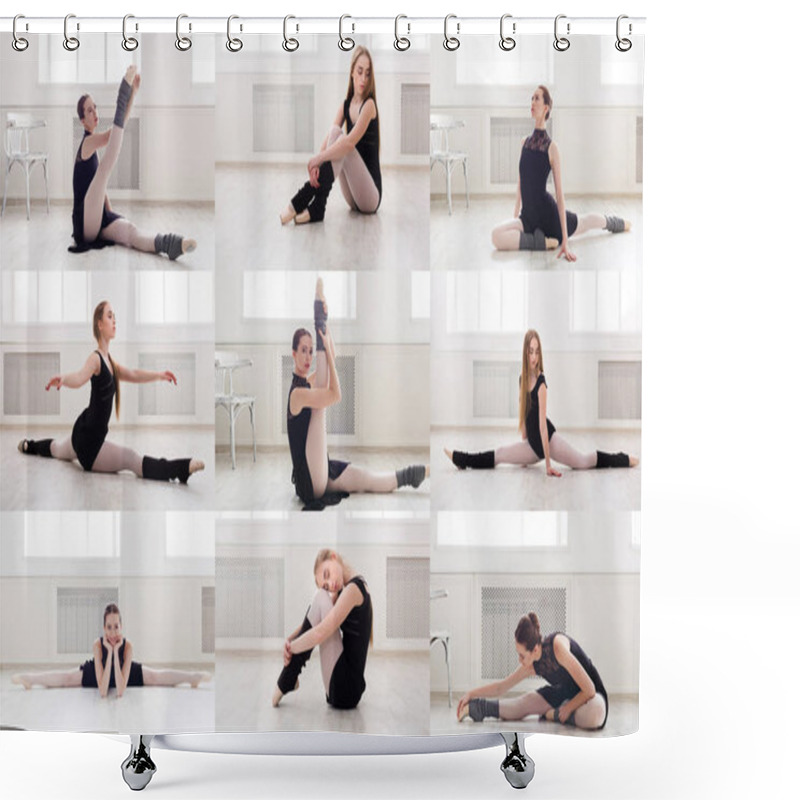 Personality  Set Of Young Ballerina Training In Gym Shower Curtains