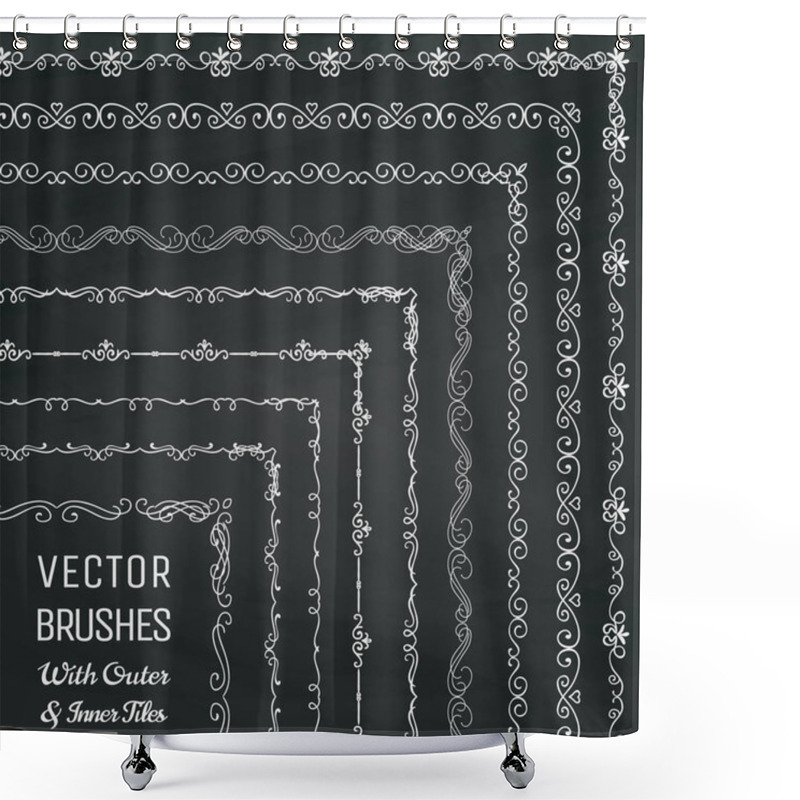 Personality  Vector Brushes With Outer And Inner Tiles Collection Shower Curtains