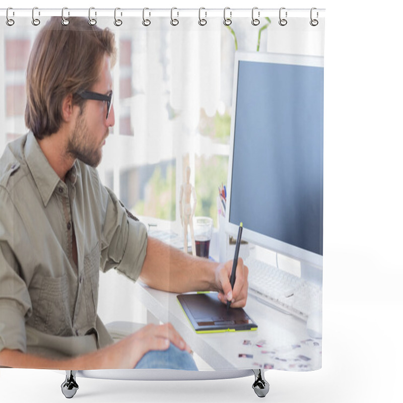 Personality  Artist Using Graphics Tablets Shower Curtains