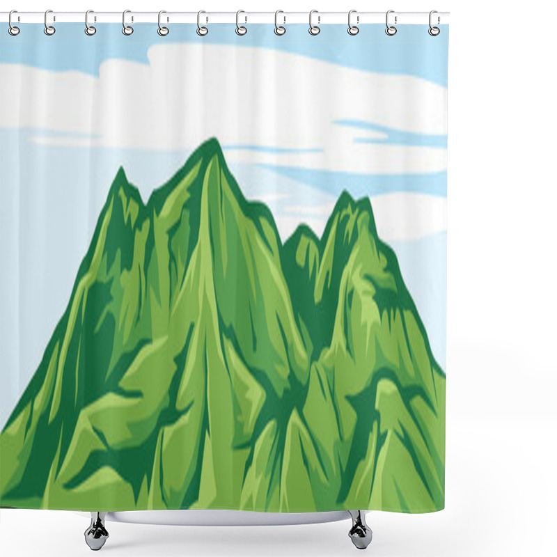 Personality  Illustration Of Mountain Landscape Shower Curtains