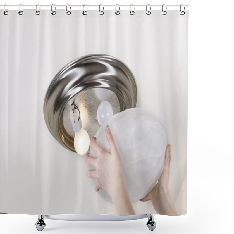 Personality  Preparing To Replace Light Bulb Shower Curtains