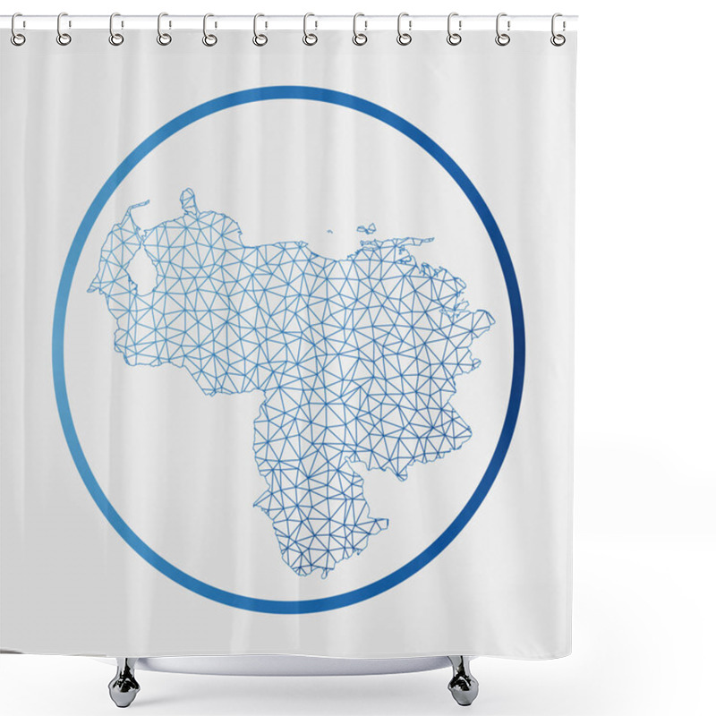 Personality  Venezuela Icon Network Map Of The Country Round Venezuela Sign With Gradient Ring Technology Shower Curtains