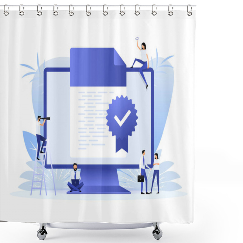 Personality  Certified Document Symbol. Approval Process. Quality Mark Shower Curtains