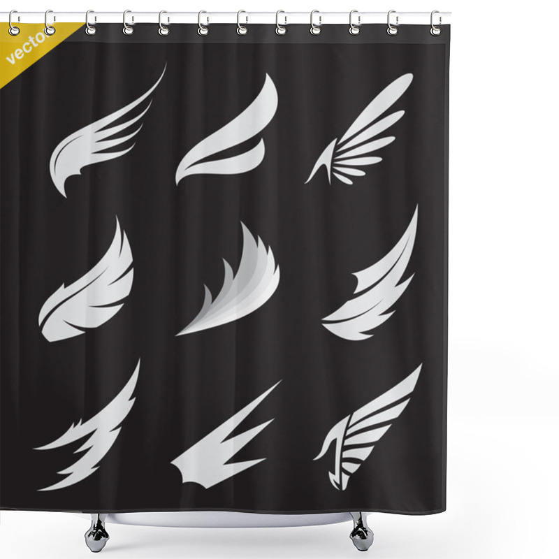 Personality  Vector White Wing Icons Set  Shower Curtains