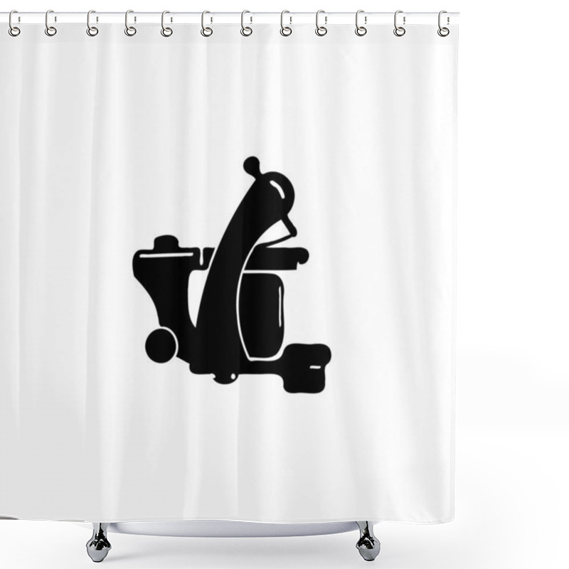 Personality  Simple Black Silhouette Of A Tattoo Machine Design Shower Curtains