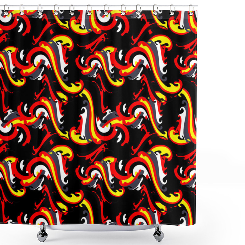 Personality  Graffiti On A Black Background Psychedelic Seamless Geometric Pattern Shower Curtains