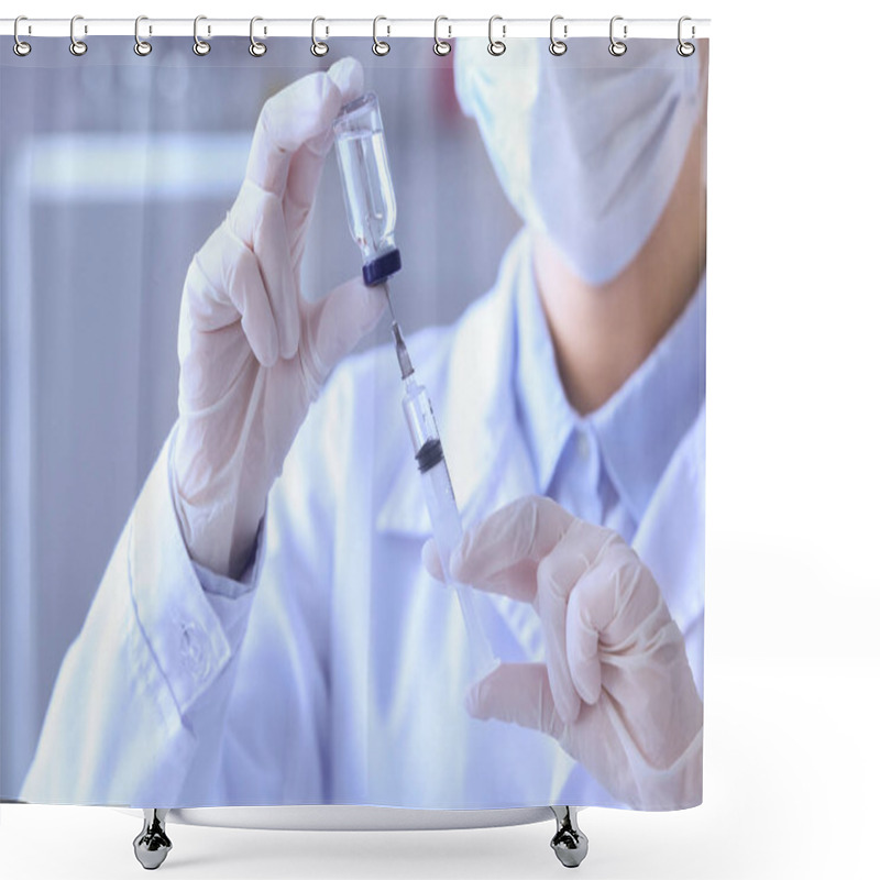 Personality  Doctor Holding Syringe Shower Curtains