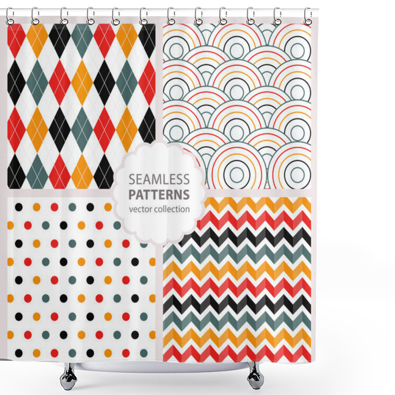 Personality  Drawn Painted Geometric Patterns Set. Vector Illustration Shower Curtains