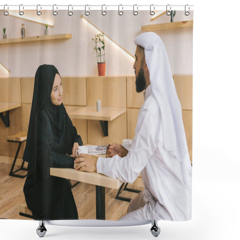 Personality  Muslim Couple Having Date Shower Curtains