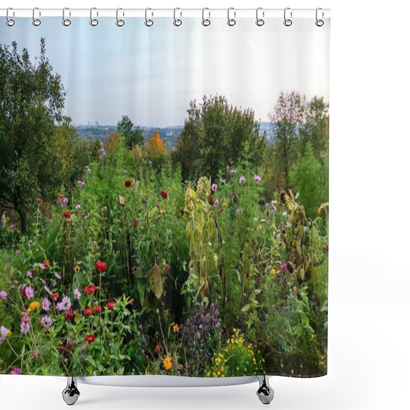 Personality  Beautiful Vivid Botanicak Garden In Autunm Season Shower Curtains