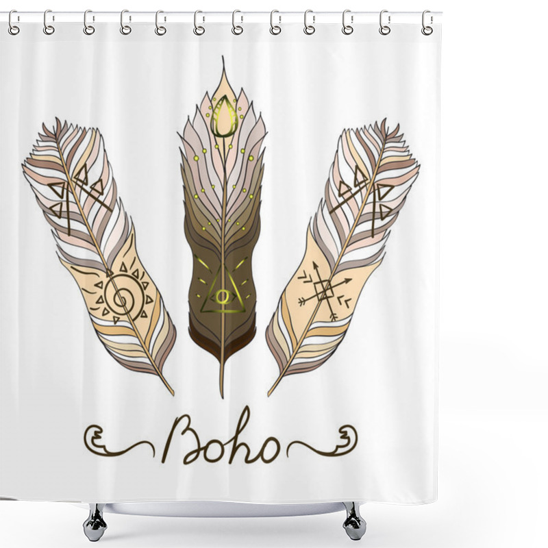 Personality  Ethnic Feathers, Hippie Vector Elements  Shower Curtains