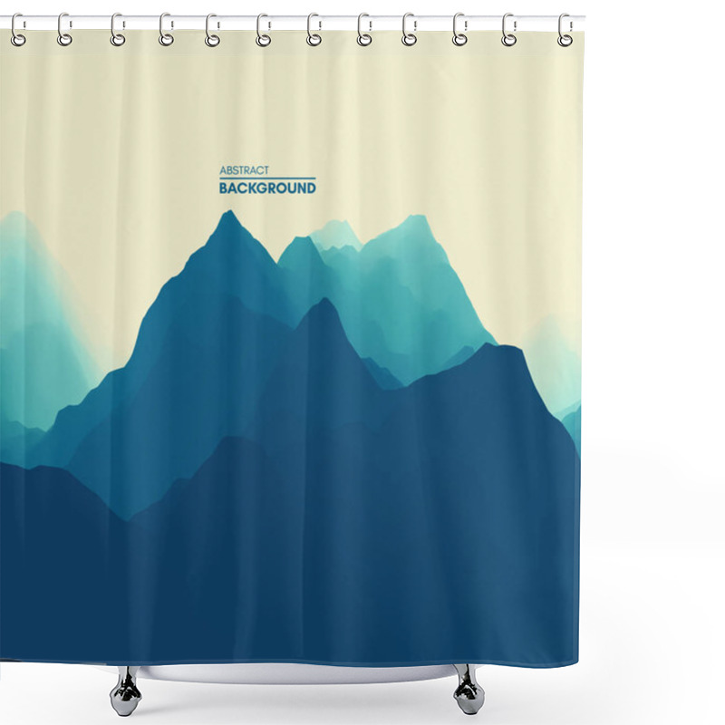 Personality  Mountain Landscape. Mountainous Terrain. Vector Illustration. Abstract Background. Shower Curtains