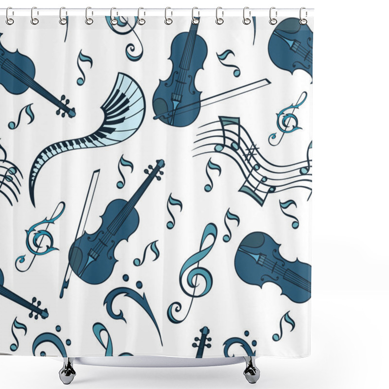 Personality  Seamless Modern Violins Pattern  Shower Curtains