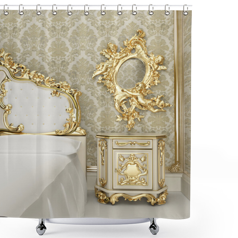 Personality  Baroque Furniture With Vegetable Decor In The Form Of Smooth Cur Shower Curtains